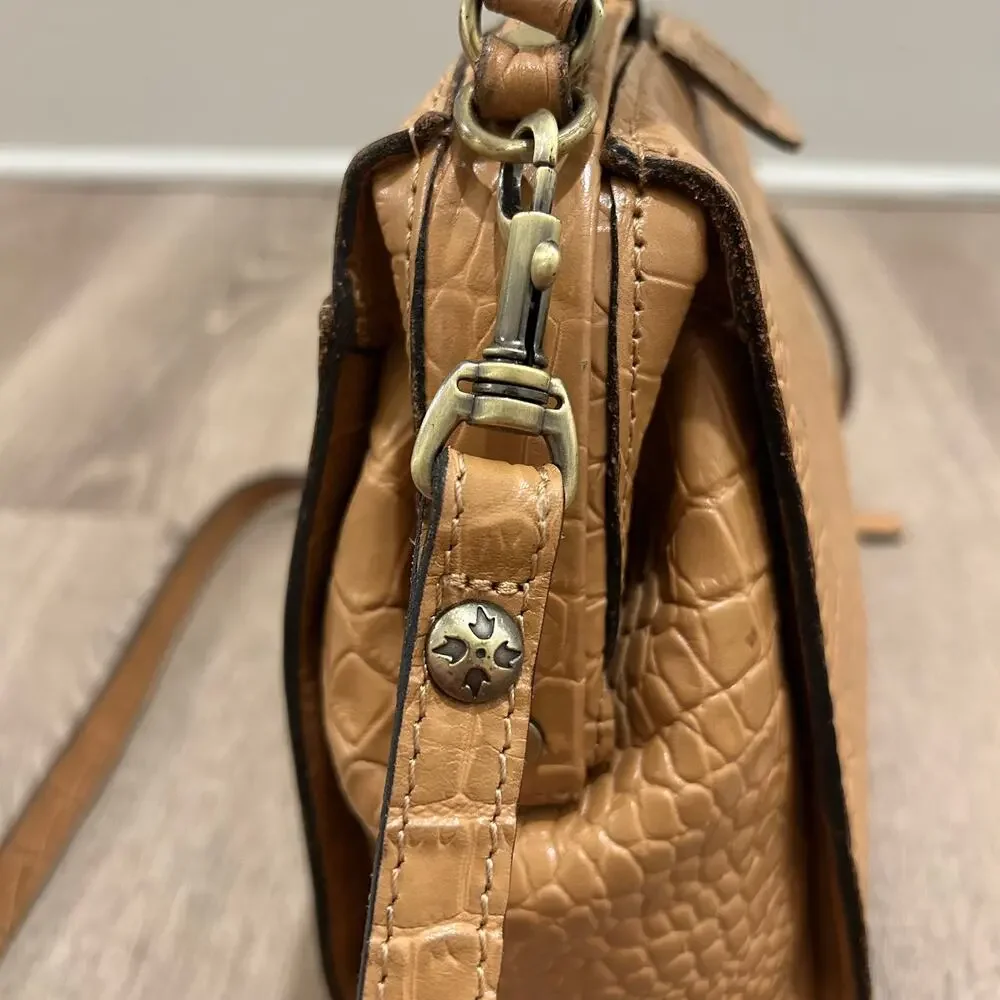 Patricia‎ Nash Nela Croc Embossed Leather Satchel Biscuit Top Handle Crossbody